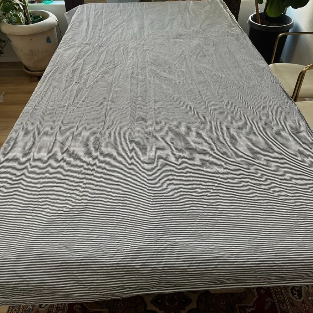 Quince Gray Striped King Flat Sheet Set 100% Organic Cotton
